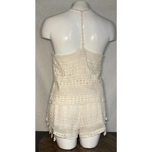 AQUA Cream 2 Piece Set Of Shorts And Tank Coachella Summer Outfit Size XSmall - Picture 12 of 12